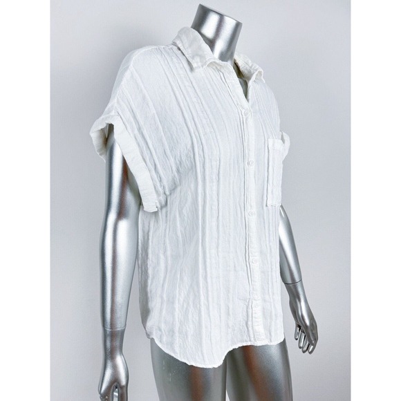 BELLA DAHL Pintucked Shirt White Button Up Short Sleeve MINT - Picture 6 of 14